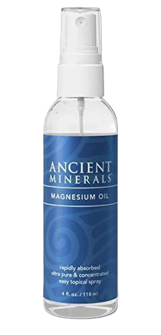 Ancient Minerals Magnesium Oil Spray Bottle of Pure Genuine Zechstein 4Oz